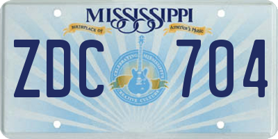 MS license plate ZDC704