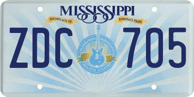 MS license plate ZDC705