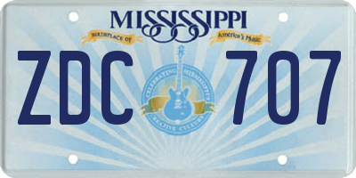 MS license plate ZDC707
