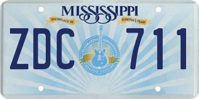 MS license plate ZDC711