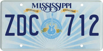 MS license plate ZDC712