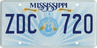 MS license plate ZDC720