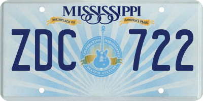 MS license plate ZDC722