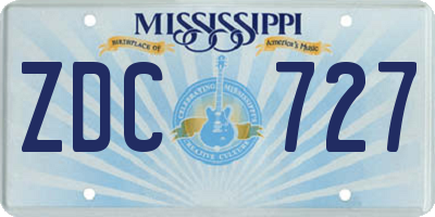MS license plate ZDC727