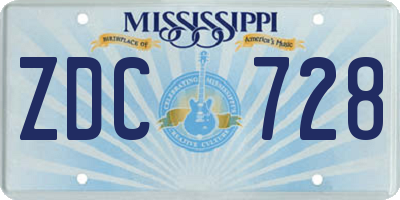 MS license plate ZDC728