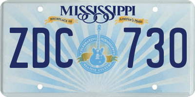 MS license plate ZDC730