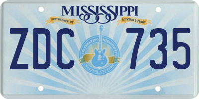 MS license plate ZDC735