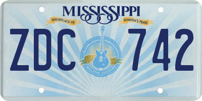 MS license plate ZDC742