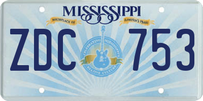 MS license plate ZDC753