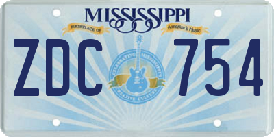 MS license plate ZDC754