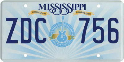 MS license plate ZDC756