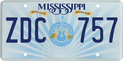 MS license plate ZDC757
