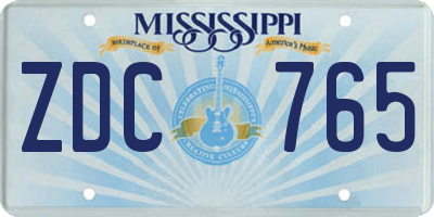 MS license plate ZDC765