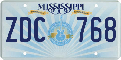 MS license plate ZDC768