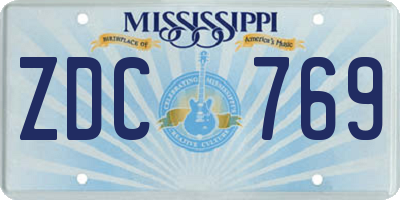 MS license plate ZDC769