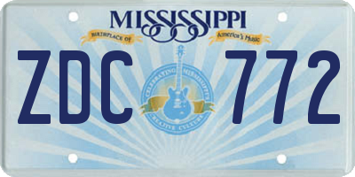 MS license plate ZDC772