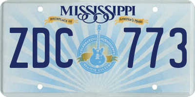MS license plate ZDC773