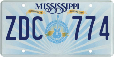 MS license plate ZDC774