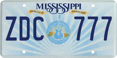 MS license plate ZDC777