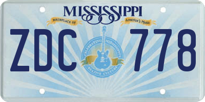 MS license plate ZDC778