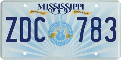 MS license plate ZDC783