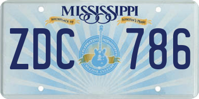 MS license plate ZDC786