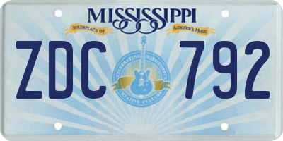 MS license plate ZDC792