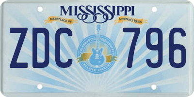 MS license plate ZDC796