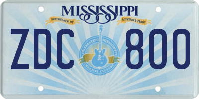 MS license plate ZDC800