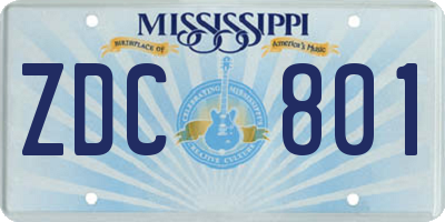 MS license plate ZDC801