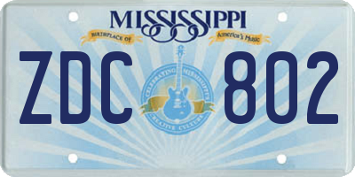 MS license plate ZDC802