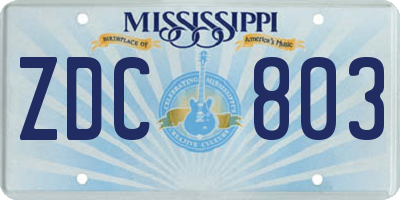 MS license plate ZDC803