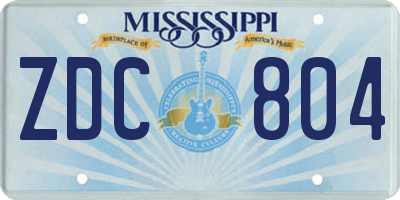 MS license plate ZDC804