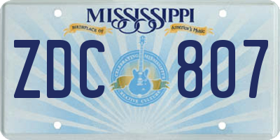 MS license plate ZDC807