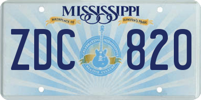 MS license plate ZDC820
