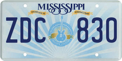 MS license plate ZDC830