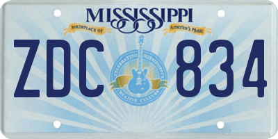 MS license plate ZDC834