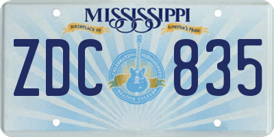 MS license plate ZDC835