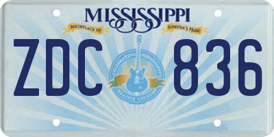 MS license plate ZDC836
