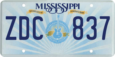 MS license plate ZDC837
