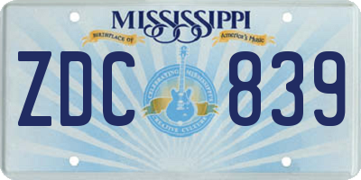 MS license plate ZDC839