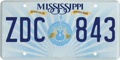 MS license plate ZDC843