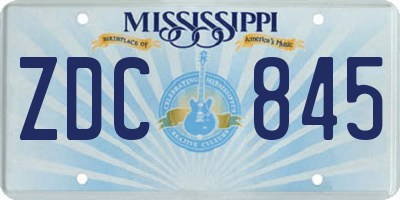 MS license plate ZDC845