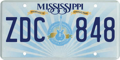 MS license plate ZDC848