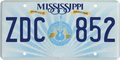 MS license plate ZDC852