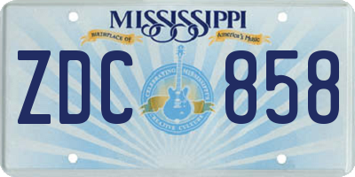 MS license plate ZDC858