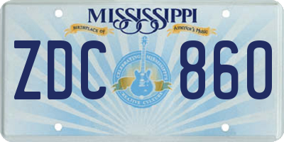 MS license plate ZDC860
