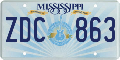 MS license plate ZDC863