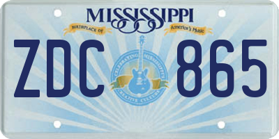 MS license plate ZDC865