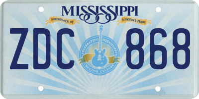 MS license plate ZDC868
